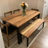 Mesa Comedor Roble fierro Clásica Con 2 Bancas
