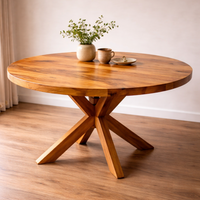 Mesa AYÜN redonda de roble macizo artesanal hecha en Chile