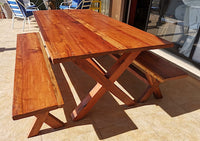 Mesa Comedor Roble Rojo X Con Bancas