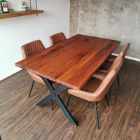 Mesa Comedor Roble Fierro X con Bancas