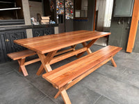 Mesa Comedor Roble Crudo X Con Bancas