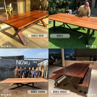 Detalle de mesa de roble hecha a mano por artesanos chilenos – Nowü