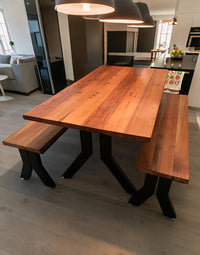 Mesa Comedor Roble Fierro Y con Bancas