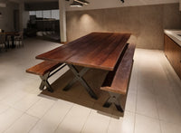 Mesa Comedor Roble Fierro X Nogal con Bancas