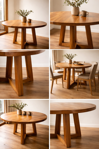 Mesa artesanal de roble macizo con terminación mate