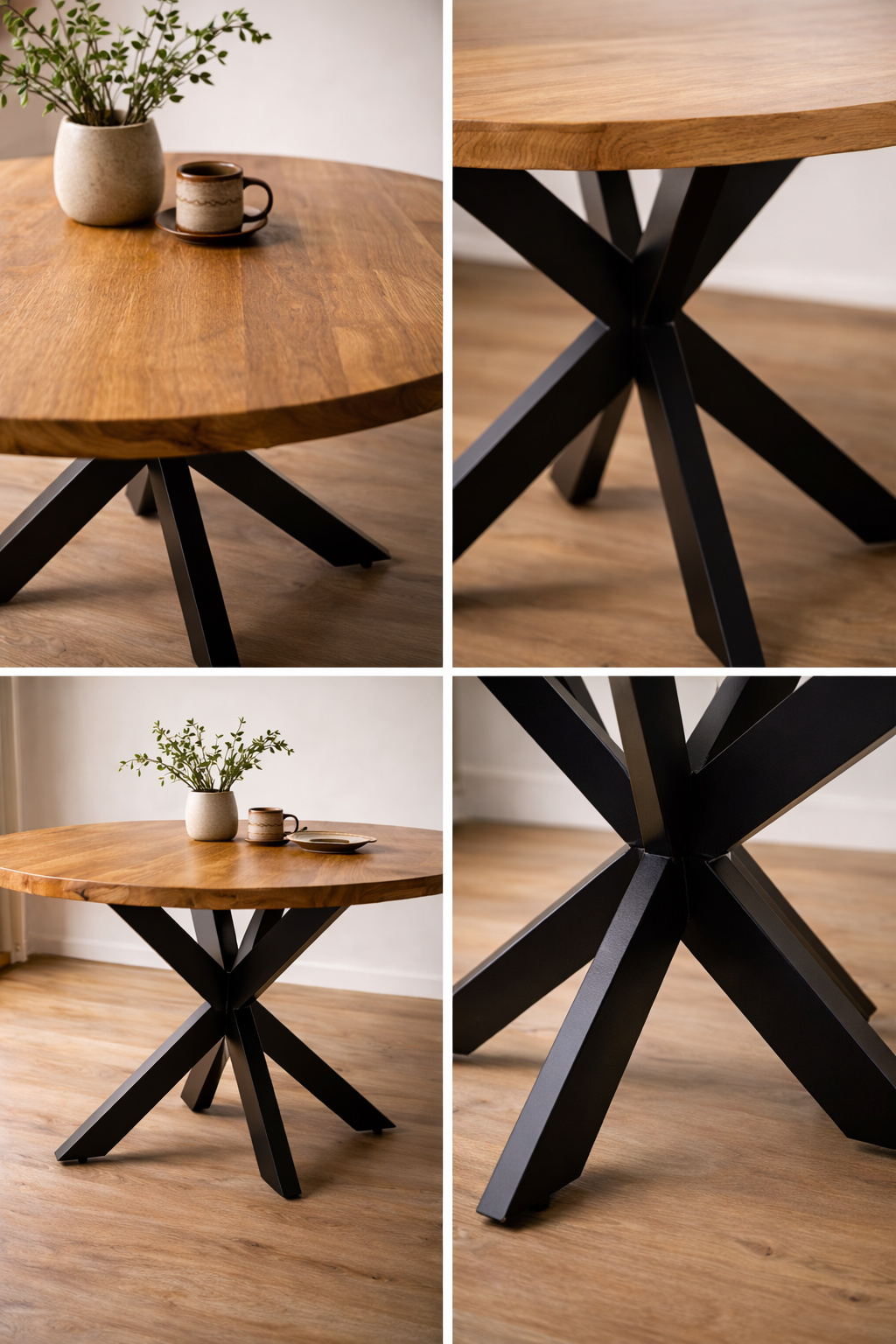 Base de fierro mesa NOR diseño geométrico artesanal