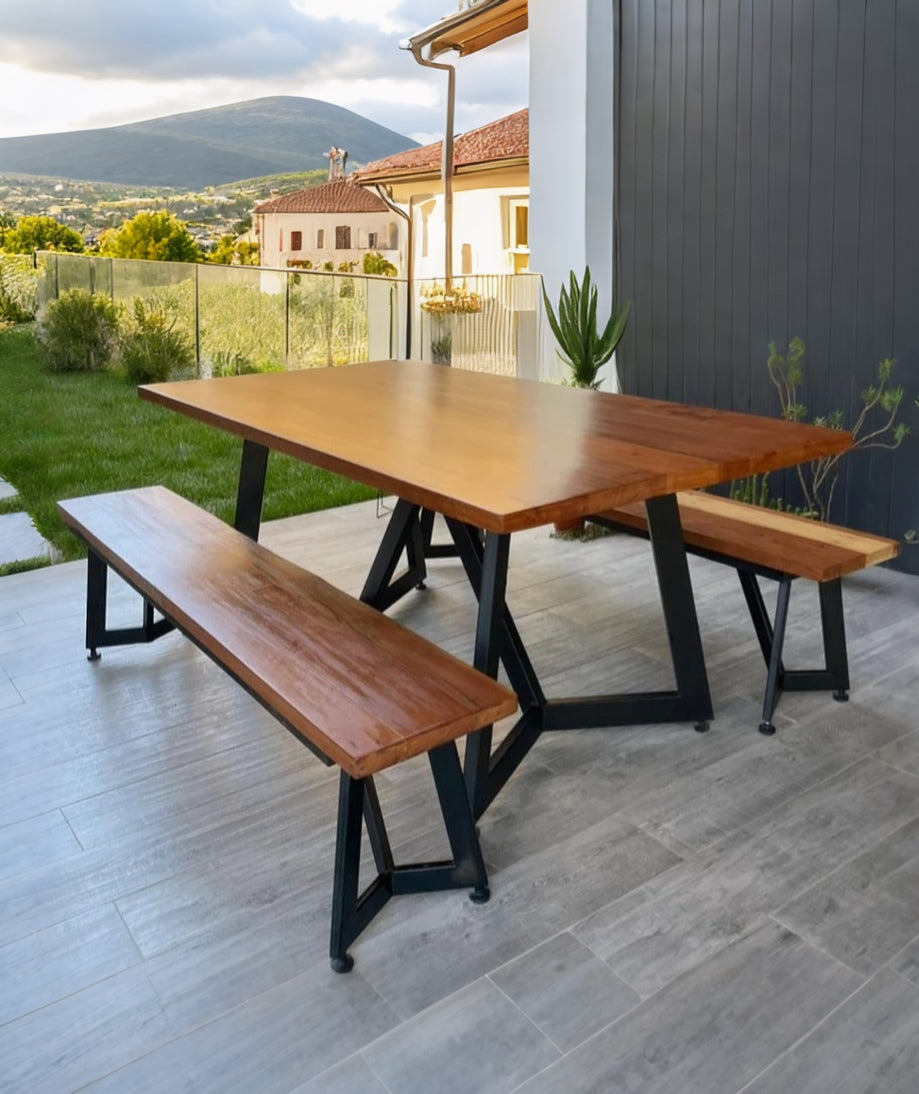 Mesa Comedor Roble Bardot con Bancas