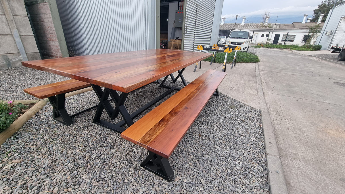 Mesa  Comedor Roble W con bancas