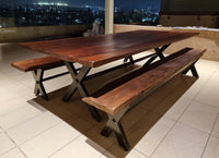 Mesa Comedor Roble Fierro X con Bancas