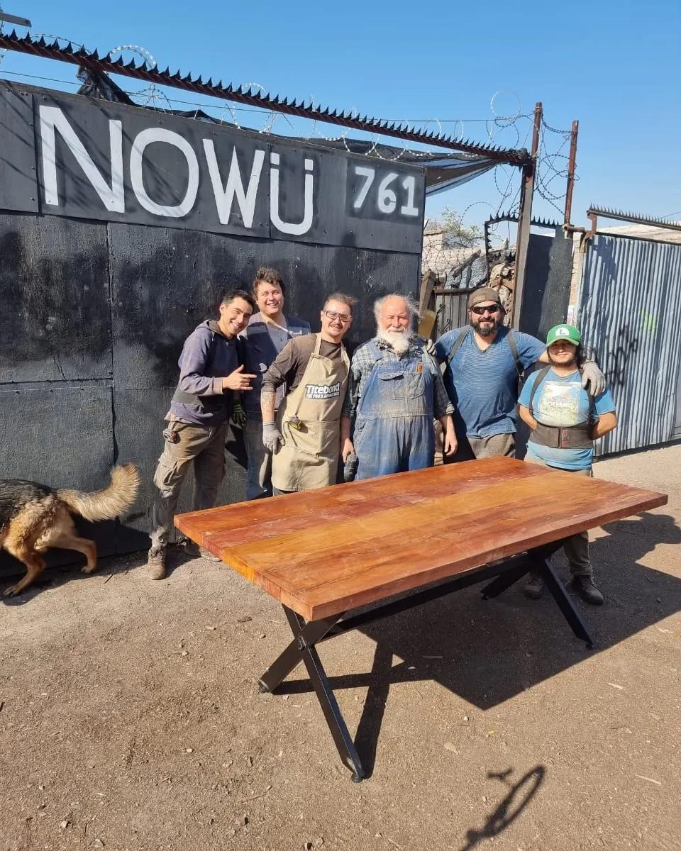 Mesa Comedor Roble Fierro X con Bancas