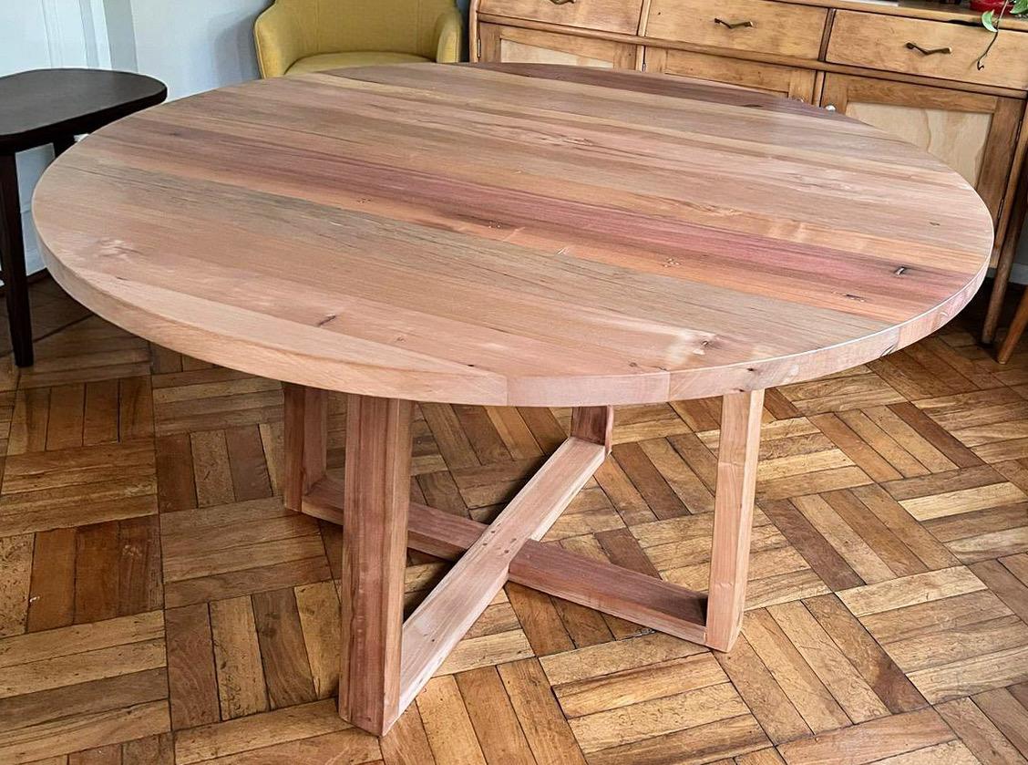 Mesa de madera maciza roble estilo minimalista artesanal