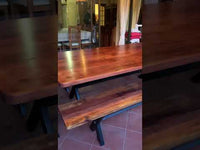 Mesa Comedor Roble Fierro X con Bancas
