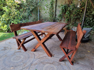 Red Oak X  Table with Benches