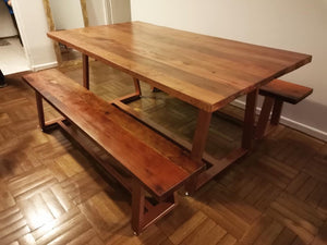 Copper Conical Oak Table with Benches