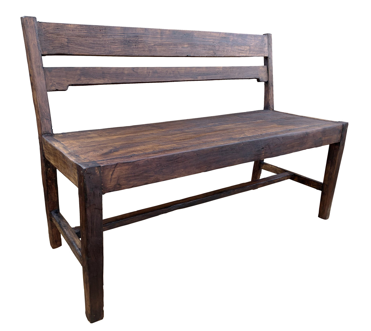 Banca en Madera Noble, prolija y suave, pero manteniendo un perfil robusto que le permitirá durar muchísimo tiempo. Madera reciclada y demolición de 120 cm largo, 85 cm alto y 48 cm fondo.