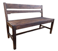 Banca en Madera Noble, prolija y suave, pero manteniendo un perfil robusto que le permitirá durar muchísimo tiempo. Madera reciclada y demolición de 120 cm largo, 85 cm alto y 48 cm fondo.