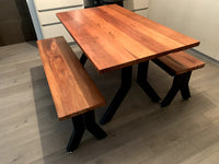 Mesa Comedor Roble Fierro Y con Bancas