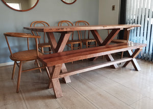 Ecru Oak Table X With Benches